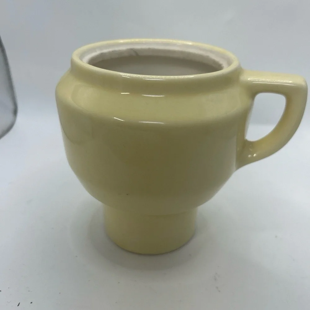 Pale Yellow Ceramic Shaker Pitcher Footed Handle Perforated Vintage Cottagecore